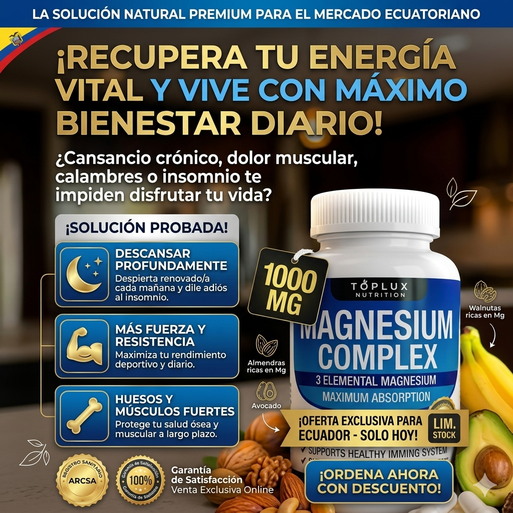 🔥 Oferta Del Día: Magnesio 8 En 1 Toplux 1000mg Adiós Al Insomnio Y Calambres